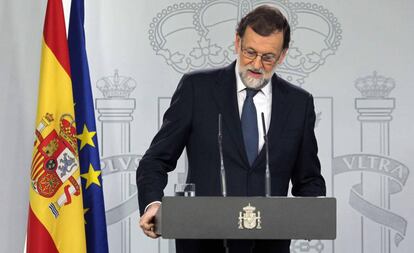 Mariano Rajoy durant una roda de premsa en resposta al president de la Generalitat.