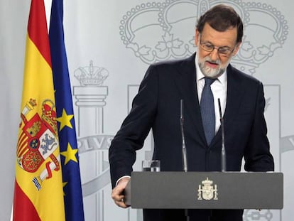 Mariano Rajoy durant una roda de premsa en resposta al president de la Generalitat.