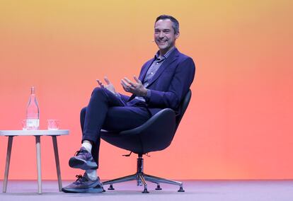 El empresario y multimillonario estadounidense Nathan Blecharczyk, cofundador de Airbnb, durante su intervención en Smart City Expo World Congress este martes en Barcelona.