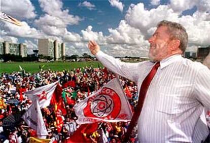 El líder del Partido de los Trabajadores, Lula da Silva, en un reciente mítin celebrado en Brasilia.