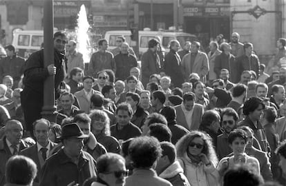 Manifestantes, en la huelga general en Madrid.