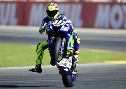 Valentino Rossi en un moment de l'entrenament d'aquest matí.