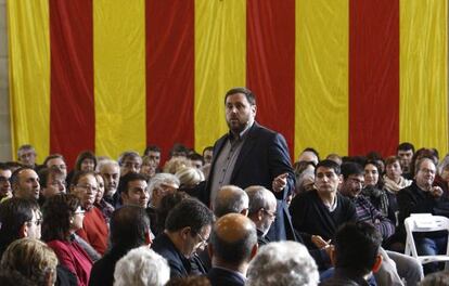 Oriol Junqueras en un acto de ERC en Banyoles.