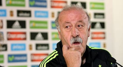 Del Bosque durante la rueda de prensa de este jueves.