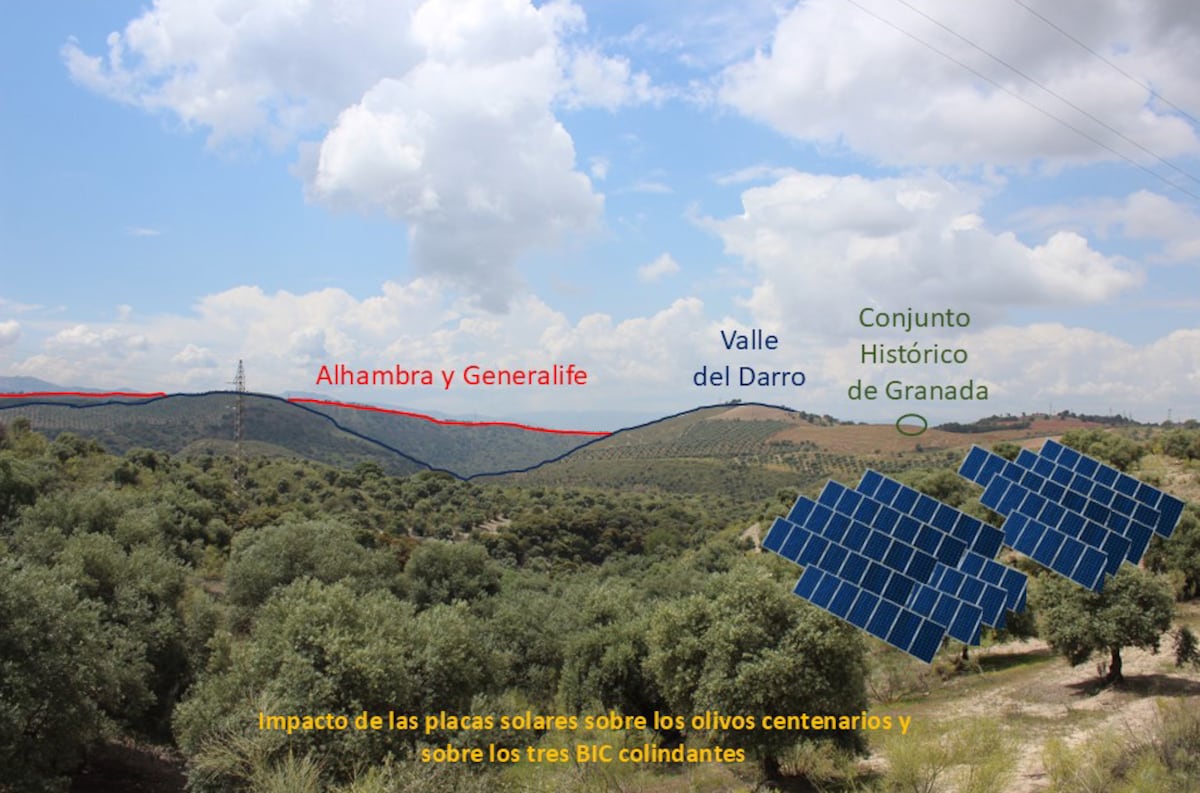 Alerta por el “altísimo riesgo de impacto negativo” de una planta fotovoltaica en la Alhambra y su entorno