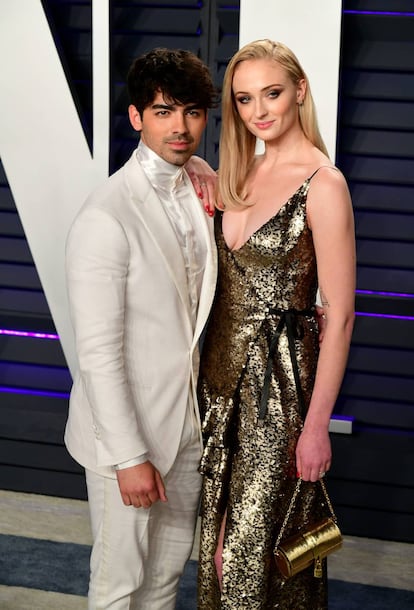 Sophie Turner e Joe Jonas em uma festa do Oscar de 2019.