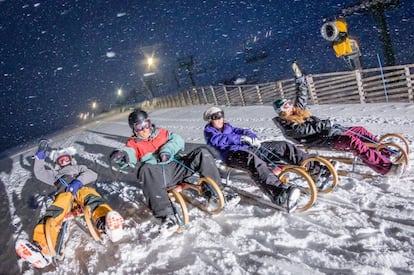 Night sledding in Formigal in the Aragonese Pyrenees.