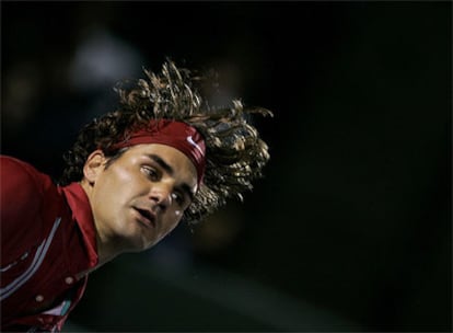 Federer, durante su encuentro en Miami