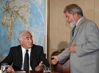 Dominique Strauss-Khan, con el presidente brasileño, Luiz Inácio Lula da Silva, la pasada semana en Brasilia.