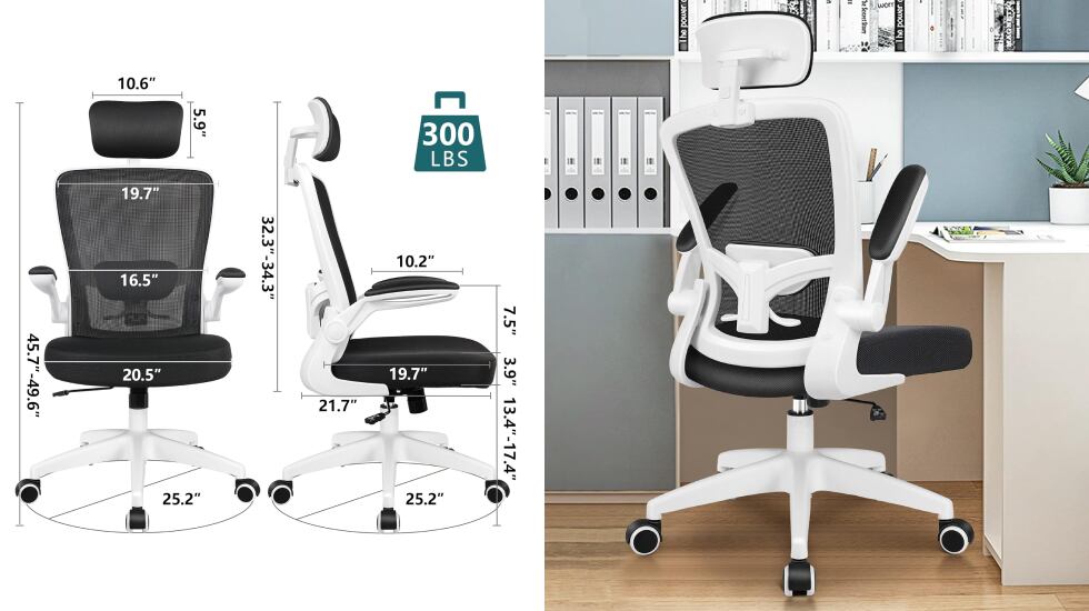 SIlla ergonómica con combinación en blanco y negro.