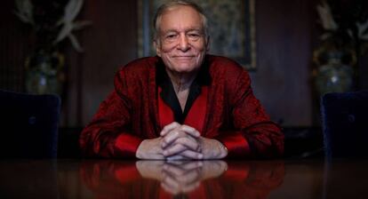 Hugh Hefner, en su mansión de Los Ángeles.