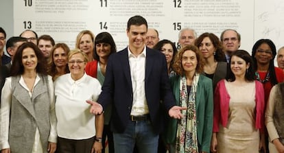 Sánchez en el acto de la firma del código ético del PSOE este miércoles.