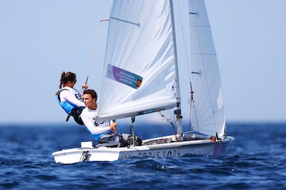 Nora Brugman y Jordi Xammar, durante la final de 470 mixto.