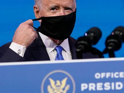 Joe Biden, durante la conferencia de prensa tras la votación del Colegio Electoral.