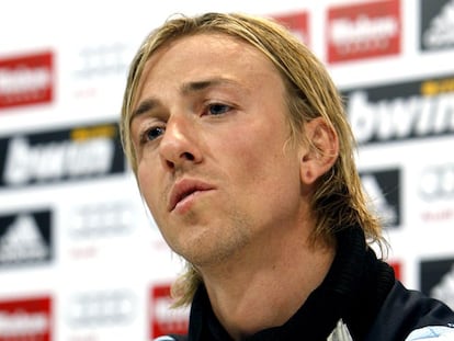 Guti, ayer en la rueda de prensa en Valdebebas.