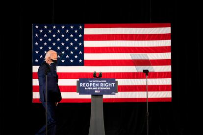 El candidato presidencial demócrata Joe Biden en Delawere.