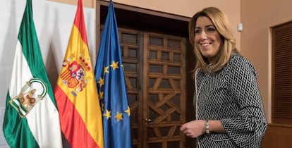 La presidenta andaluza, Susana D&iacute;az, tras el consejo de Gobierno, en Sevilla.
