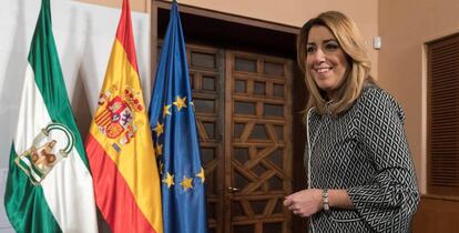 La presidenta andaluza, Susana D&iacute;az, tras el consejo de Gobierno, en Sevilla.