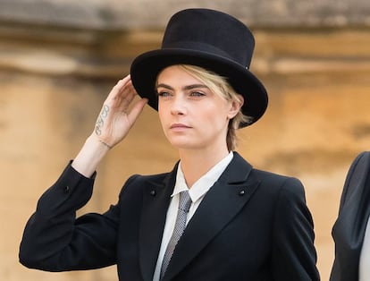 Cara Delevingne en la boda de la princesa Eugenia de York y Jack Brooksbank, celebrada en el pasado mes de Octubre.