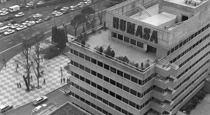 Vista aérea del edificio de uno de los edificios con los que contaba la extinta Rumasa en los ochenta