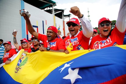 Seguidores de Nicolás Maduro defendieron su reelección en Caracas (Venezuela).
