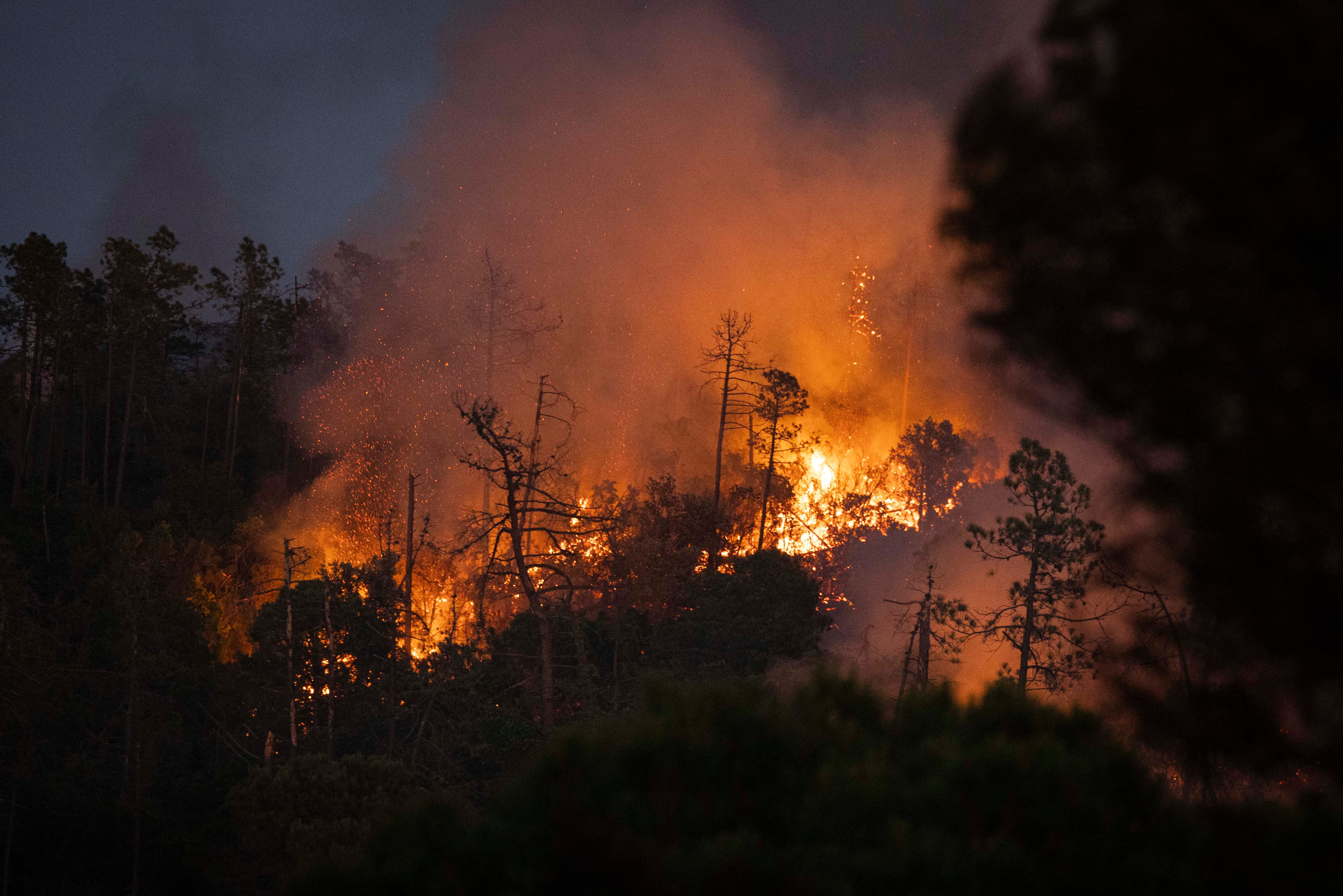 El fuego de Les Gavarres alcanza casas de una urbanización de Calonge, en la Costa Brava