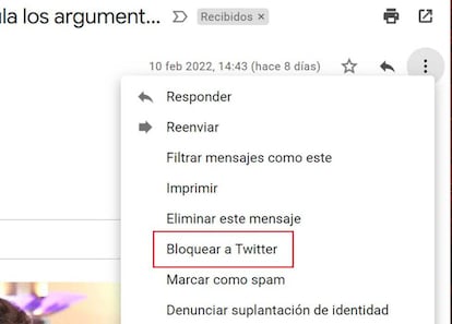 Bloquear en Gmail