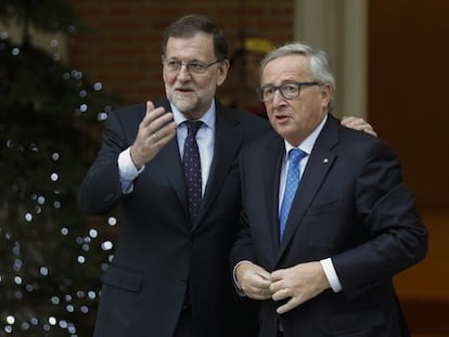 Imagen de la visita del presidente de la Comisi&oacute;n Europea, Jean Claude Juncker del Gobierno, al Palacio de la Moncloa. 