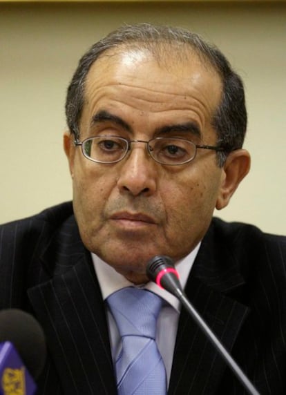 Mahmoud Jibril, el primer ministro del CNT, en la conferencia de Doha