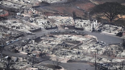 Wildfire wreckage is shown Thursday, Aug. 10, 2023, in Lahaina, Hawaii. 