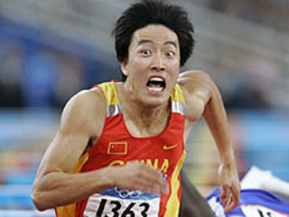 Xiang Liu, poco antes de entrar a la meta.