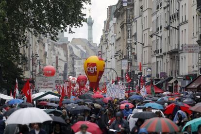 Concentraci&oacute;n en el D&iacute;a del Trabajo en Par&iacute;s.