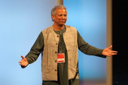 Muhammad Yunus, ayer durante su intervención en el Foro Impulsa.
