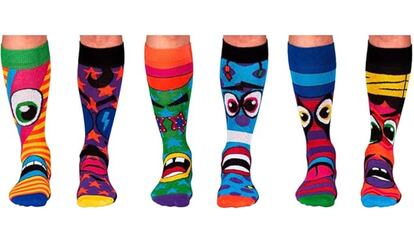 Six fun socks for men.