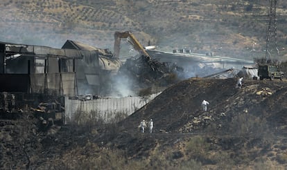 Incendio en la planta de residuos de Chiloeches (Guadalajara), en agosto de 2016.