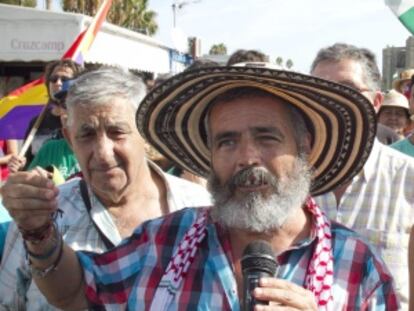 Juan Manuel Sánchez Gordillo en la marcha del SAT por El Puerto de Santa María (Cádiz).