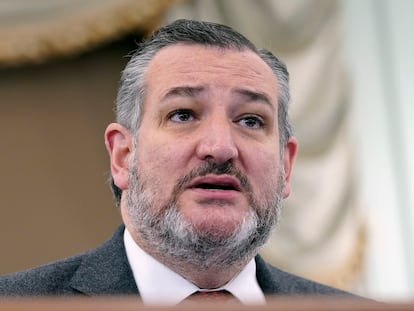 Sen. Ted Cruz, R-Texas, ask a question during a Senate Commerce Committee hearing, Feb. 9, 2023, on Capitol Hill in Washington.