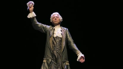 Miguel Rellán, en un ensayo el lunes de 'Yo, Farinelli, el capón'.