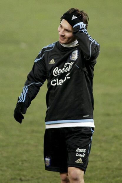 Messi, anoche en Ginebra, preparándose con  la selección argentina.