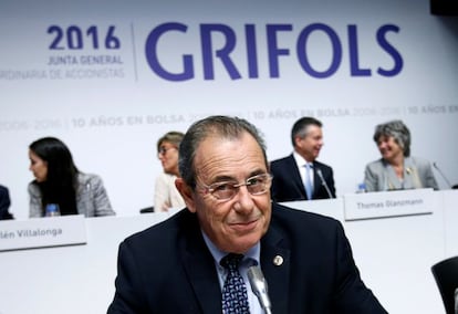 El expresidente de Grifols, Victor Grífols Roura, en la junta de accionistas de 2016.