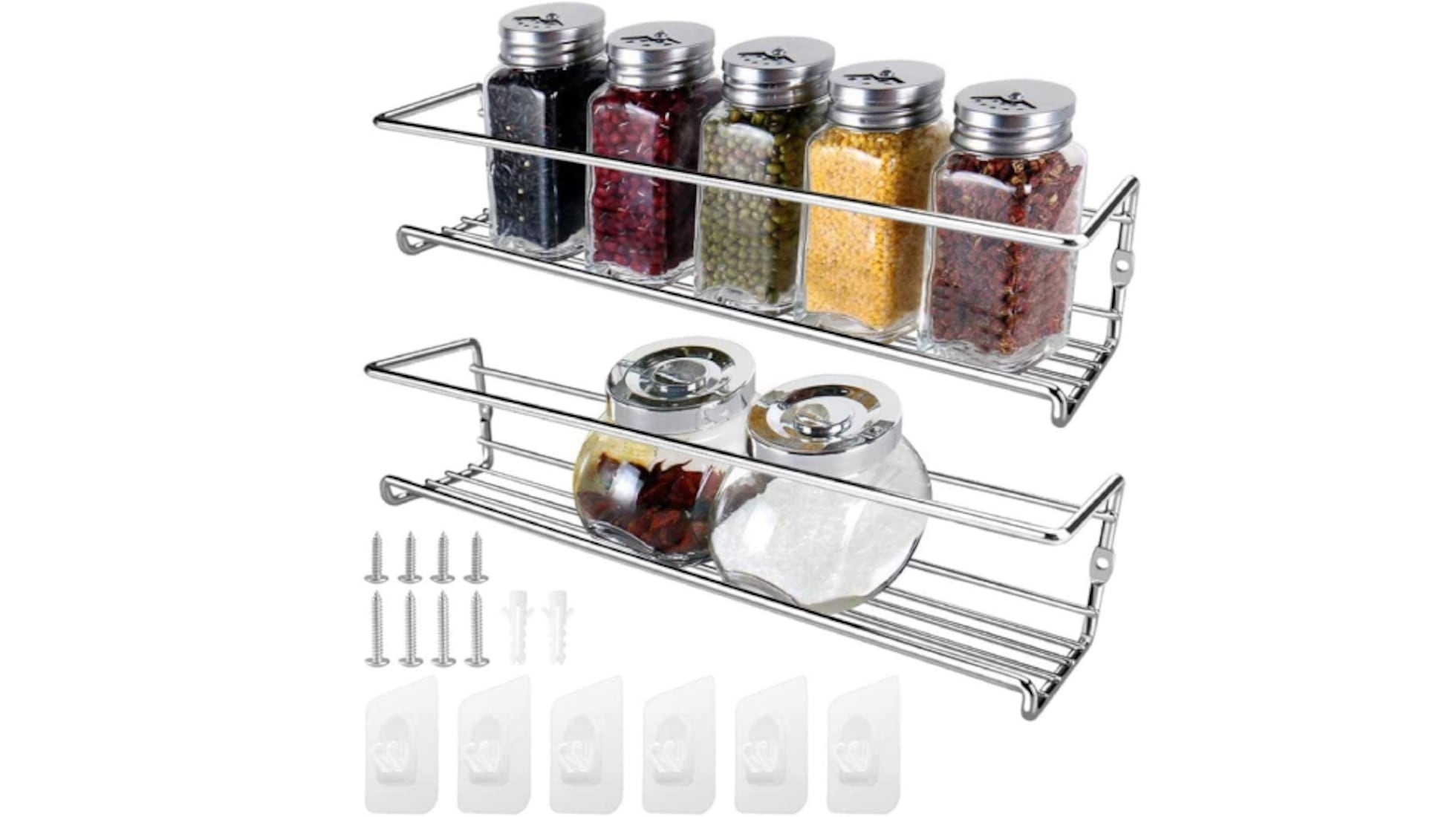 LOBUX® - Estante Para Especias Sin Taladrar [espacio Para 20 Especias] - Armario De Cocina Soporte Para Especias Autoadhesivo - Ideal Para Cocina