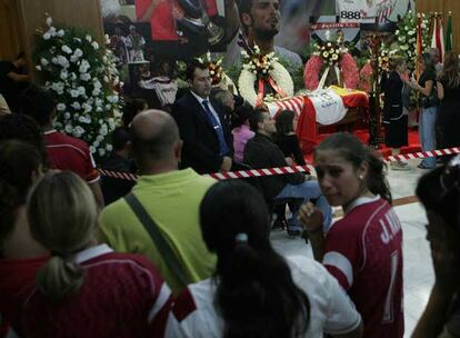 Una imagen, ayer, de la capilla ardiente de Puerta.