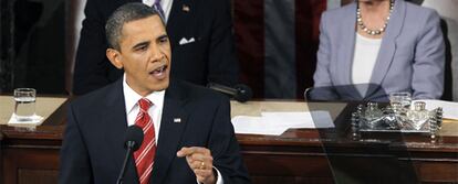 Obama, en un momento de su discurso sobre el estado de la Unión.