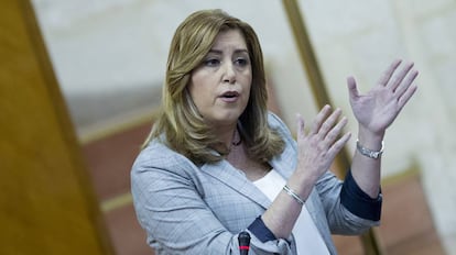 Susana Díaz, en el Parlamento andaluz este jueves.