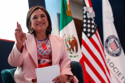 Xóchitl Gálvez en un foro con la American Society en Ciudad de México, el 29 de enero.