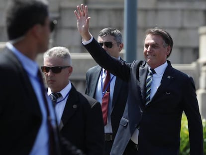 El presidente de Brasil, Jair Bolsonaro, en Montevideo, el pasado domingo.
 