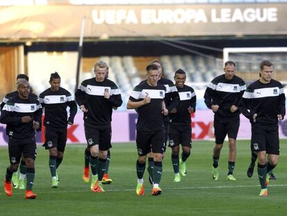 Los jugadores del Krasnodar durante el entrenamiento.