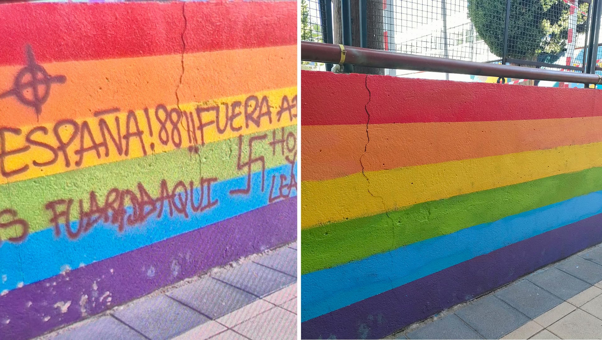 Un colegio público de Madrid amanece con una pintada nazi dentro del patio: “¡Arriba España! Maricones fuera de aquí”