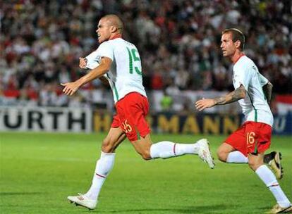 Pepe celebra el gol ante Hungría.