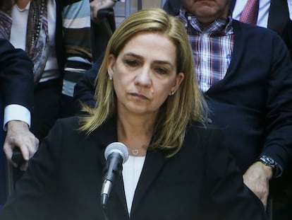 La infanta Cristina de Borbó durant la seva declaració.